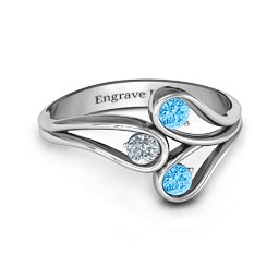 Eternal Elegance Three-Stone Ring in 925 Sterling Silver with Blue Topaz and Cubic Zirconia
