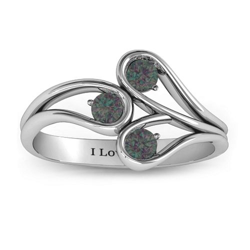 Eternal Elegance Three-Stone Ring – Sterling Silver with Alexandrite