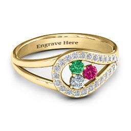 Illuminating Accents Ring in 10K Solid Yellow Gold with Emerald, Ruby, and Cubic Zirconia