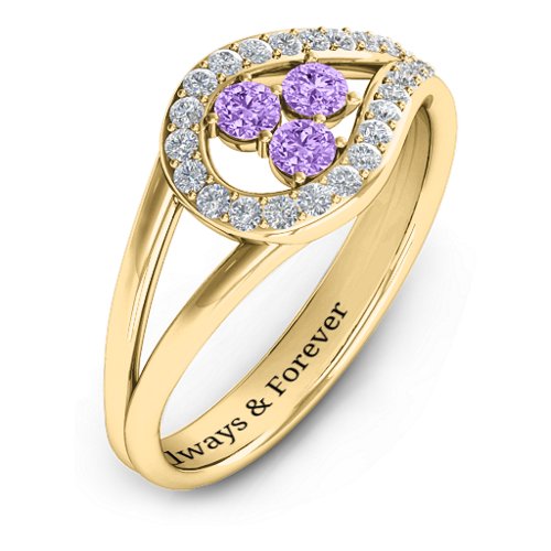 Illuminating Accents Ring – 10K Yellow Gold with Amethyst and Cubic Zirconia