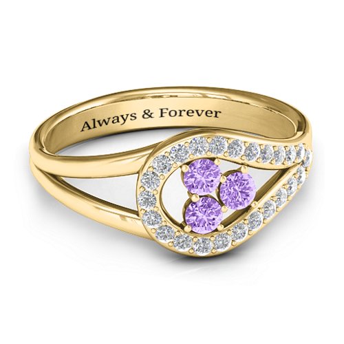 Illuminating Accents Ring – 10K Yellow Gold with Amethyst and Cubic Zirconia