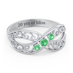 3 Stone Filigree Infinity Ring