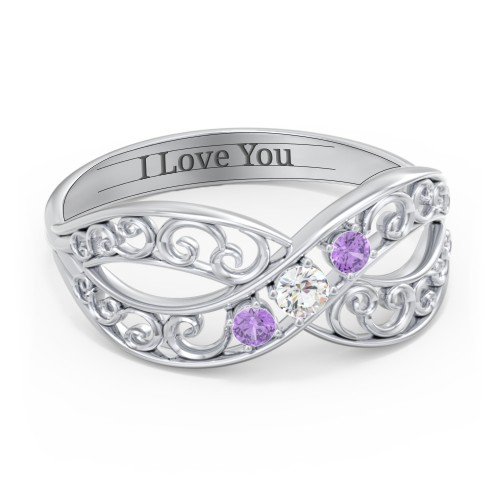 3 Stone Filigree Infinity Ring