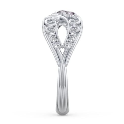 3 Stone Filigree Infinity Ring – Sterling Silver with Alexandrite