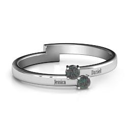 Diagonal Dazzle Ring With 2-3 Gemstones