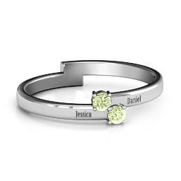 Diagonal Dazzle Ring With 2-3 Gemstones