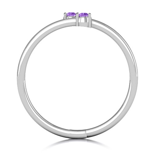 Diagonal Dazzle Ring With 2-3 Gemstones – Sterling Silver with Amethyst