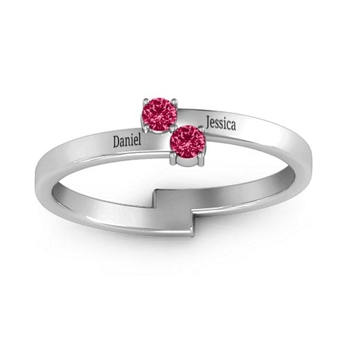Diagonal Dazzle Ring With 2-3 Gemstones