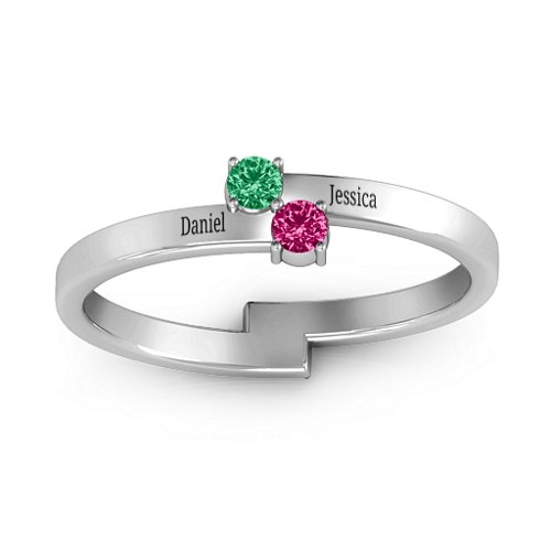 Diagonal Dazzle Ring With 2-3 Gemstones