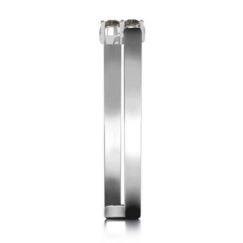 Diagonal Dazzle Ring With 2-3 Gemstones – Sterling Silver with Smokey Quartz