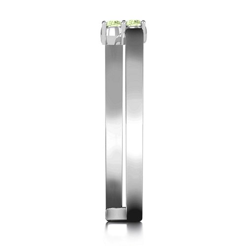 Diagonal Dazzle Ring With 2-3 Gemstones – Sterling Silver with Peridot