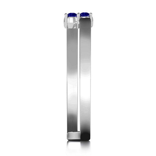 Diagonal Dazzle Ring With 2-3 Gemstones – Sterling Silver with Blue Sapphire
