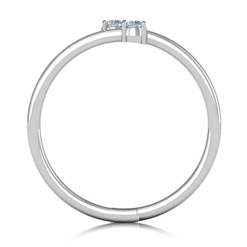 Diagonal Dazzle Ring With 2-3 Gemstones – Sterling Silver with Diamond