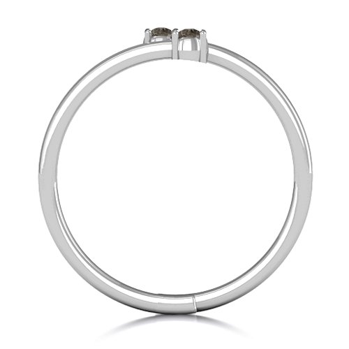 Diagonal Dazzle Ring With 2-3 Gemstones – Sterling Silver with Smokey Quartz