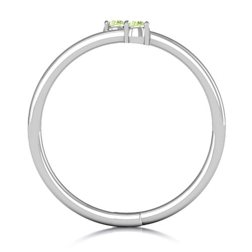 Diagonal Dazzle Ring With 2-3 Gemstones – Sterling Silver with Peridot