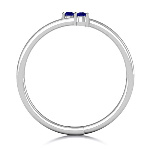 Diagonal Dazzle Ring With 2-3 Gemstones – Sterling Silver with Blue Sapphire