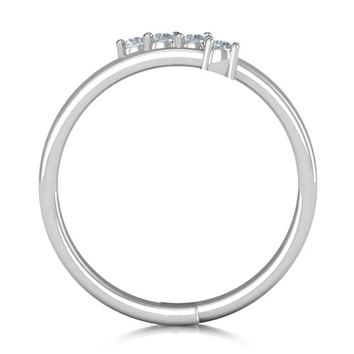 Diagonal Dazzle Ring With 4-5 Gemstones – Sterling Silver with Cubic Zirconia