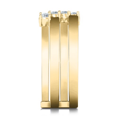 Diagonal Dazzle Ring With 4-5 Gemstones – 10K Yellow Gold with Cubic Zirconia