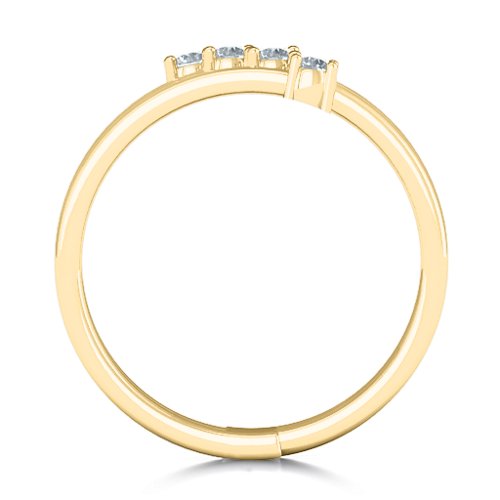Diagonal Dazzle Ring With 4-5 Gemstones – 10K Yellow Gold with Cubic Zirconia