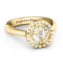 Fancy Halo Flip Ring in 10K Solid Yellow Gold