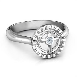 Fancy Halo Flip Ring in 925 Sterling Silver