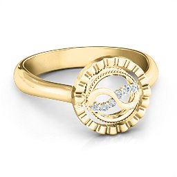 Fancy Halo Flip Ring in 10K Solid Yellow Gold