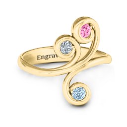 Whimsical Waves 3-Stone Ring