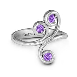 Whimsical Waves 3-Stone Ring in 925 Sterling Silver with Amethyst
