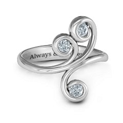 Whimsical Waves 3-Stone Ring – Sterling Silver with Cubic Zirconia