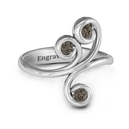 Whimsical Waves 3-Stone Ring in 925 Sterling Silver with Smokey Quartz
