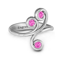 Whimsical Waves 3-Stone Ring in 925 Sterling Silver with Pink Tourmaline