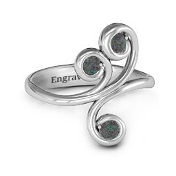 Whimsical Waves 3-Stone Ring in 925 Sterling Silver with Alexandrite