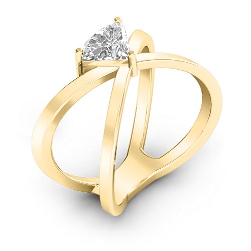 Statement Of Style Crossover Ring – 10K Yellow Gold with White Premium Zirconia