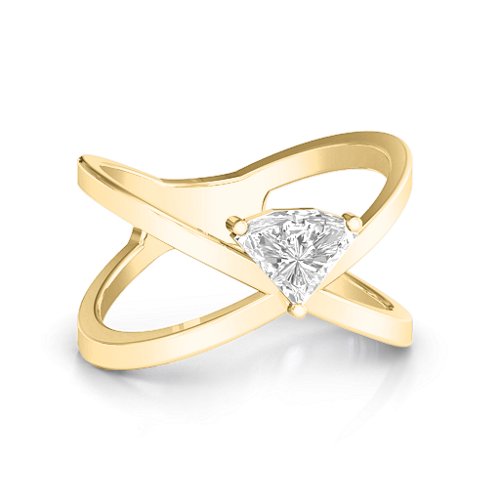Statement Of Style Crossover Ring – 10K Yellow Gold with White Premium Zirconia