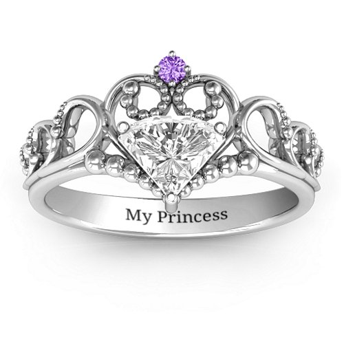 Dreams Do Come True Tiara Ring – Sterling Silver with White Premium Zirconia and Amethyst