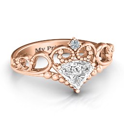 Dreams Do Come True Tiara Ring in 10K Solid Rose Gold with White Premium Zirconia and Cubic Zirconia