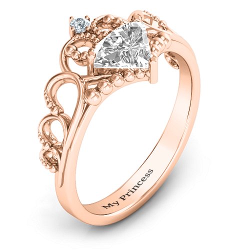 Dreams Do Come True Tiara Ring – 10K Rose Gold with White Premium Zirconia and Cubic Zirconia