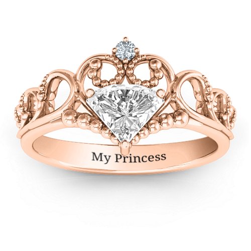 Dreams Do Come True Tiara Ring – 10K Rose Gold with White Premium Zirconia and Cubic Zirconia