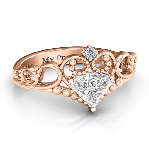 Dreams Do Come True Tiara Ring – 10K Rose Gold with White Premium Zirconia and Cubic Zirconia