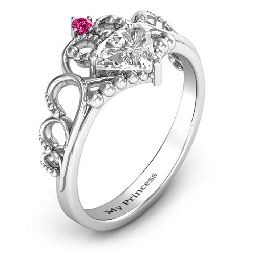 Dreams Do Come True Tiara Ring – Sterling Silver with White Premium Zirconia and Ruby