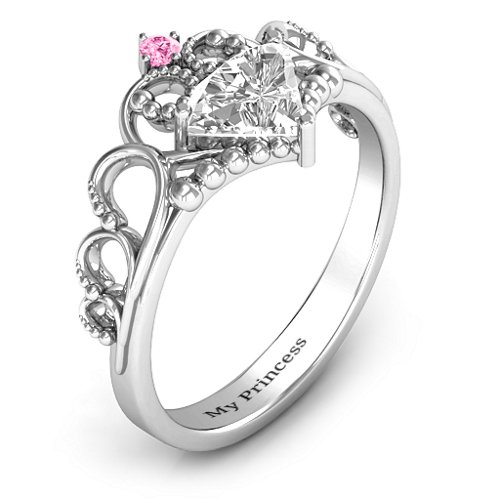 Dreams Do Come True Tiara Ring – Sterling Silver with White Premium Zirconia and Pink Tourmaline