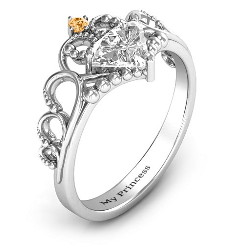Dreams Do Come True Tiara Ring – Sterling Silver with White Premium Zirconia and Citrine