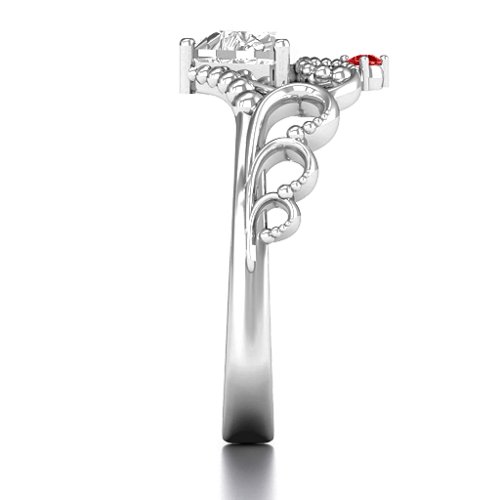 Dreams Do Come True Tiara Ring – Sterling Silver with White Premium Zirconia and Garnet