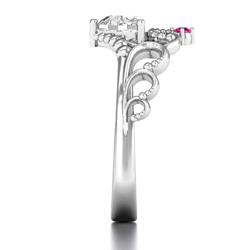 Dreams Do Come True Tiara Ring – Sterling Silver with White Premium Zirconia and Ruby