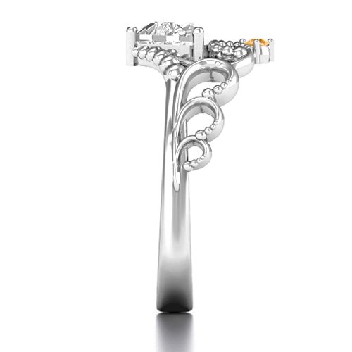 Dreams Do Come True Tiara Ring – Sterling Silver with White Premium Zirconia and Citrine