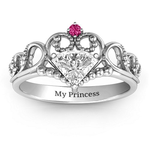Dreams Do Come True Tiara Ring – Sterling Silver with White Premium Zirconia and Ruby