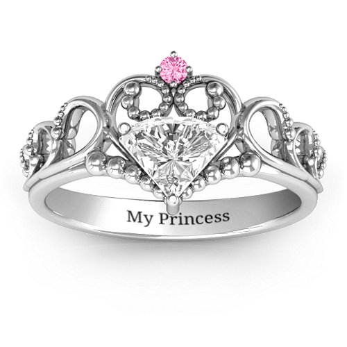 Dreams Do Come True Tiara Ring – Sterling Silver with White Premium Zirconia and Pink Tourmaline