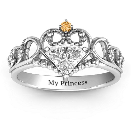 Dreams Do Come True Tiara Ring – Sterling Silver with White Premium Zirconia and Citrine