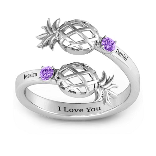 Pineapple Passion Wraparound Ring – Sterling Silver with Amethyst
