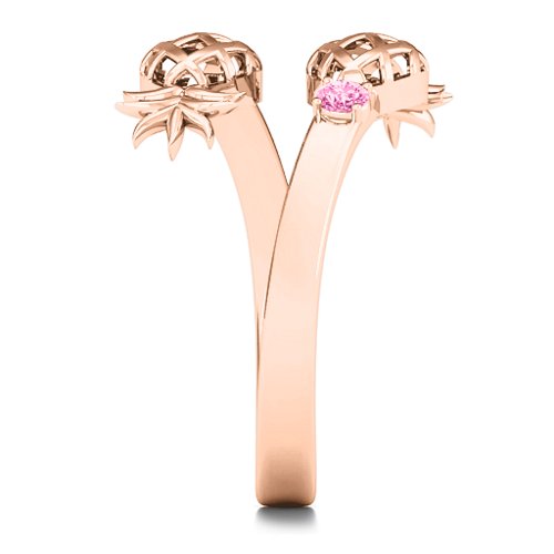 Pineapple Passion Wraparound Ring – 10K Rose Gold with Pink Tourmaline